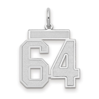 14K Weißgold Medium Satin Zahl 64 Charm