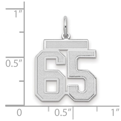 14k Weißgold Medium Satin Zahl 65 Charm