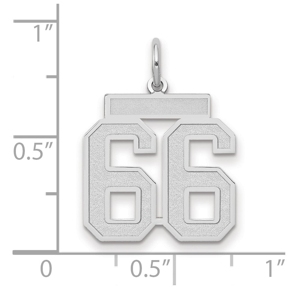 14K Weißgold Medium Satin Zahl 66 Charm