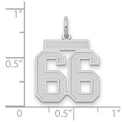 14K Weißgold Medium Satin Zahl 66 Charm