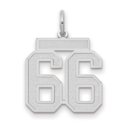 14K Weißgold Medium Satin Zahl 66 Charm