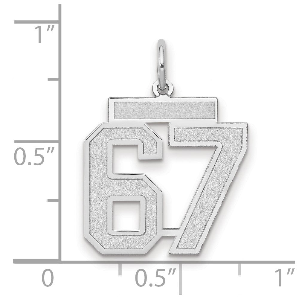 14K Weißgold Medium Satin Zahl 67 Charm