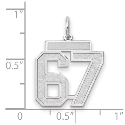 14K Weißgold Medium Satin Zahl 67 Charm