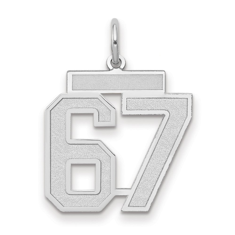 14K Weißgold Medium Satin Zahl 67 Charm