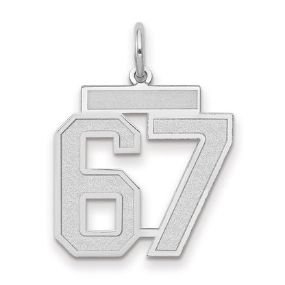 14K Weißgold Medium Satin Zahl 67 Charm