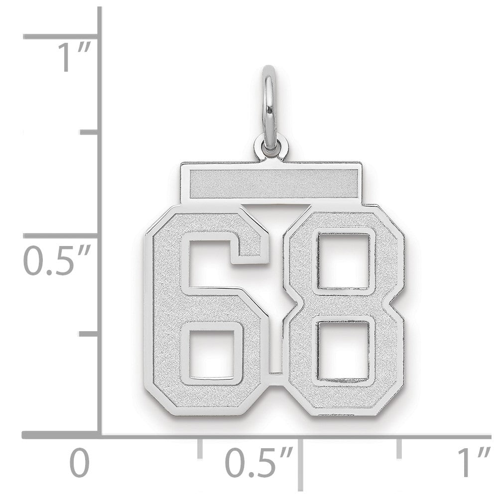 14K Weißgold Medium Satin Zahl 68 Charm