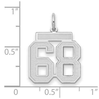 14K Weißgold Medium Satin Zahl 68 Charm