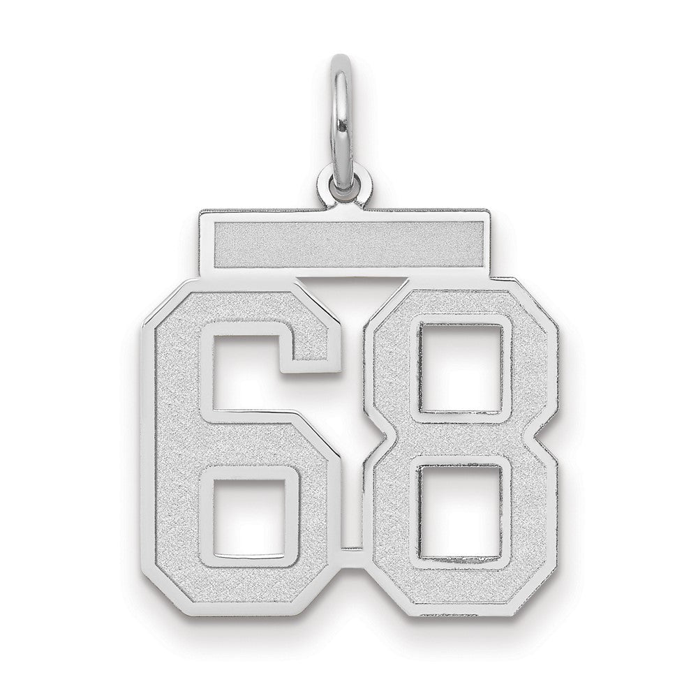 14K Weißgold Medium Satin Zahl 68 Charm