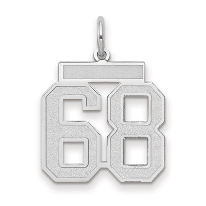 14K Weißgold Medium Satin Zahl 68 Charm
