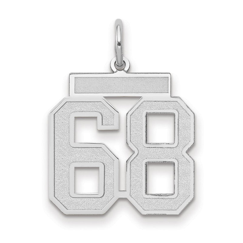 14K Weißgold Medium Satin Zahl 68 Charm