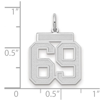 14K Weißgold Medium Satin Zahl 69 Charm