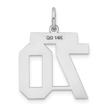 585 Weißgold Charm "Zahl 70", satiniert, mittelgroß