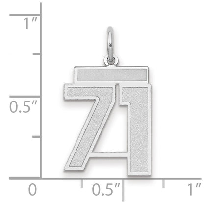 14K Weißgold Charm „Zahl 71" mit mittlerem Satinfinish