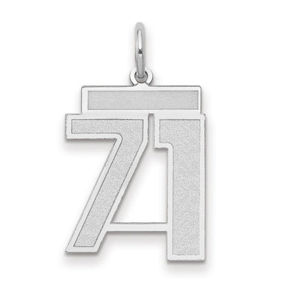 14K Weißgold Charm „Zahl 71" mit mittlerem Satinfinish
