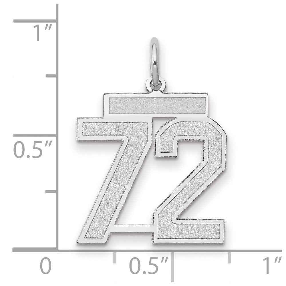 14K Weißgold Medium Satin Zahl 72 Charm