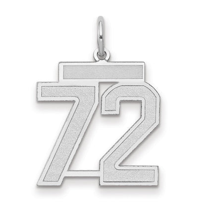 14K Weißgold Medium Satin Zahl 72 Charm