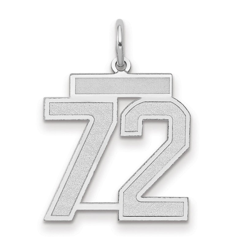 14K Weißgold Medium Satin Zahl 72 Charm