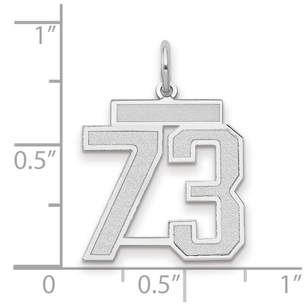 14K Weißgold Charm „Zahl 73“, mittelgroß, satiniert