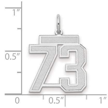 14K Weißgold Charm „Zahl 73“, mittelgroß, satiniert