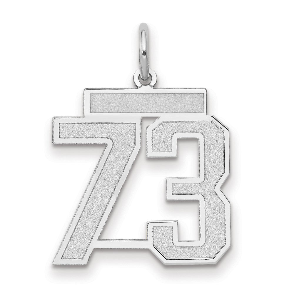 14K Weißgold Charm „Zahl 73“, mittelgroß, satiniert