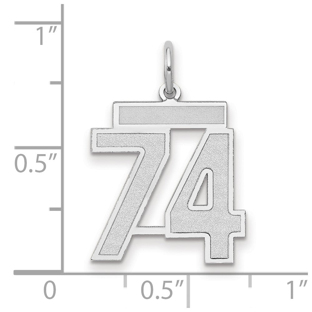 14K Weißgold Charm „Zahl 74" medium, satin