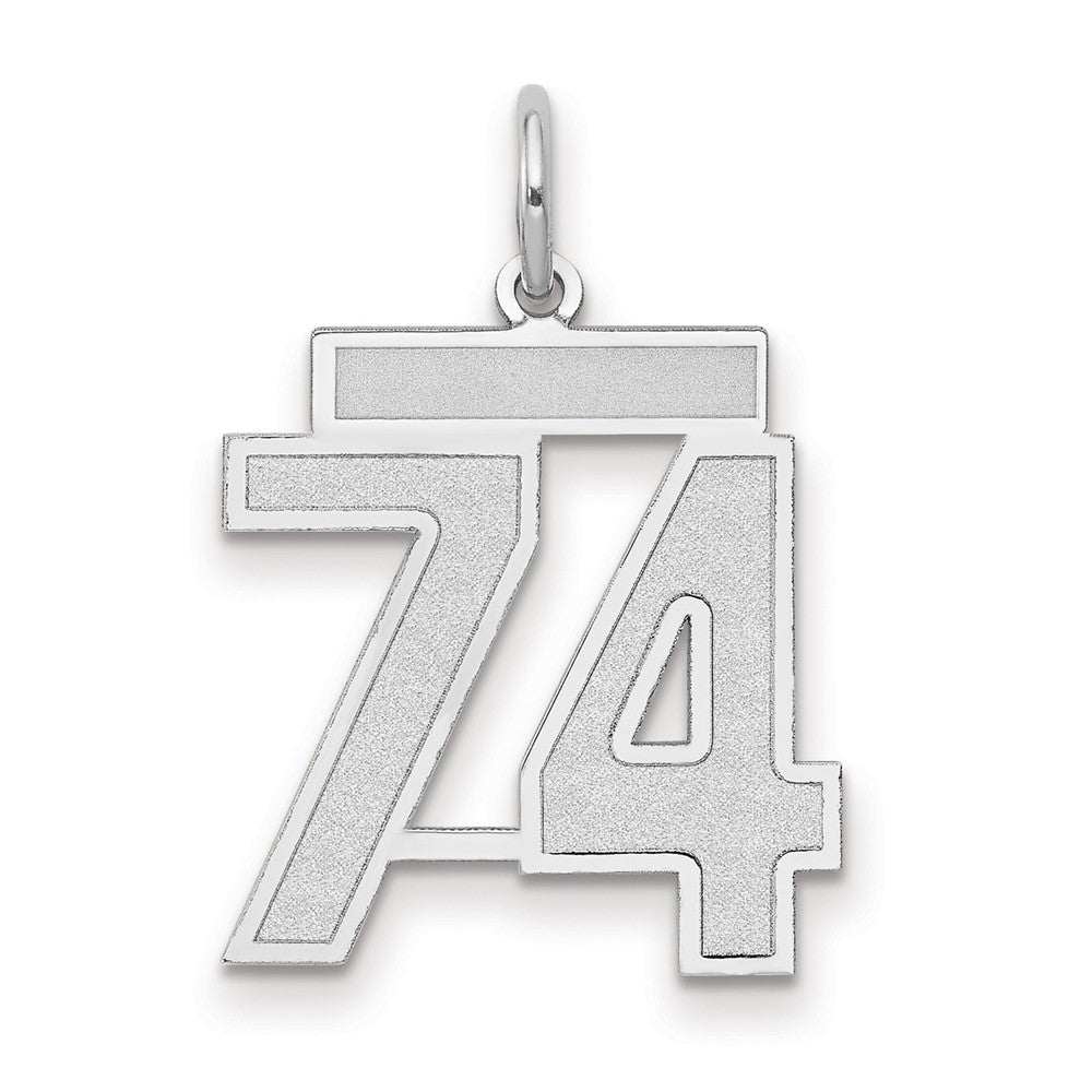 14K Weißgold Charm „Zahl 74" medium, satin