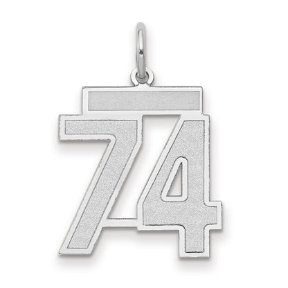 14K Weißgold Charm „Zahl 74" medium, satin