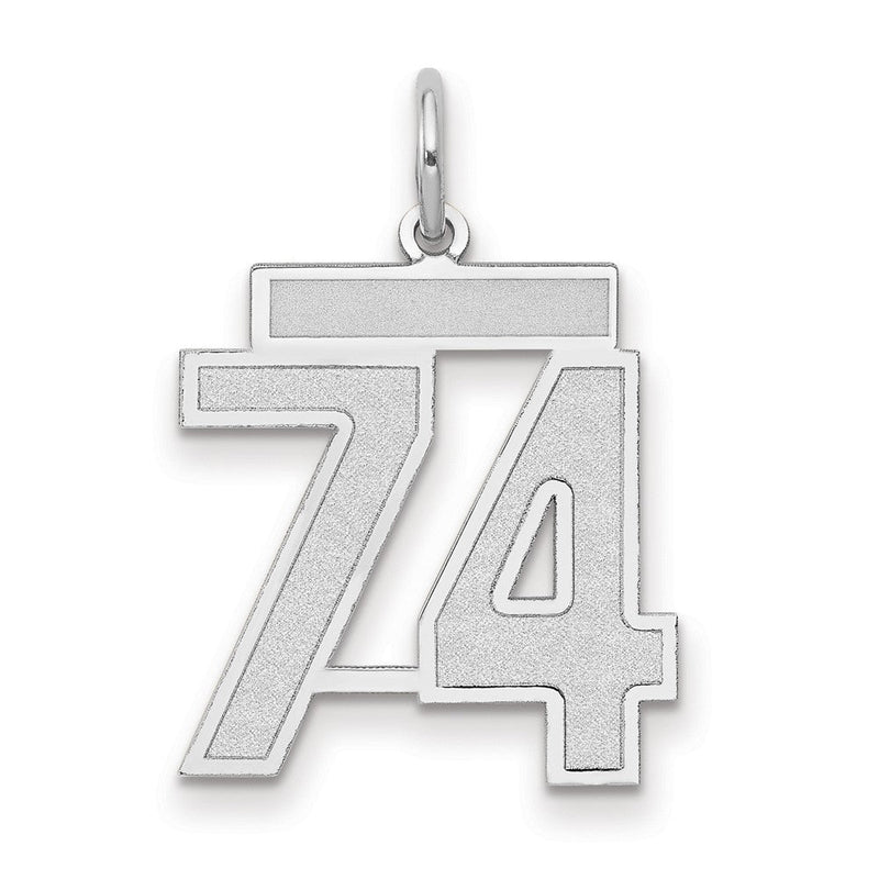 14K Weißgold Charm „Zahl 74" medium, satin
