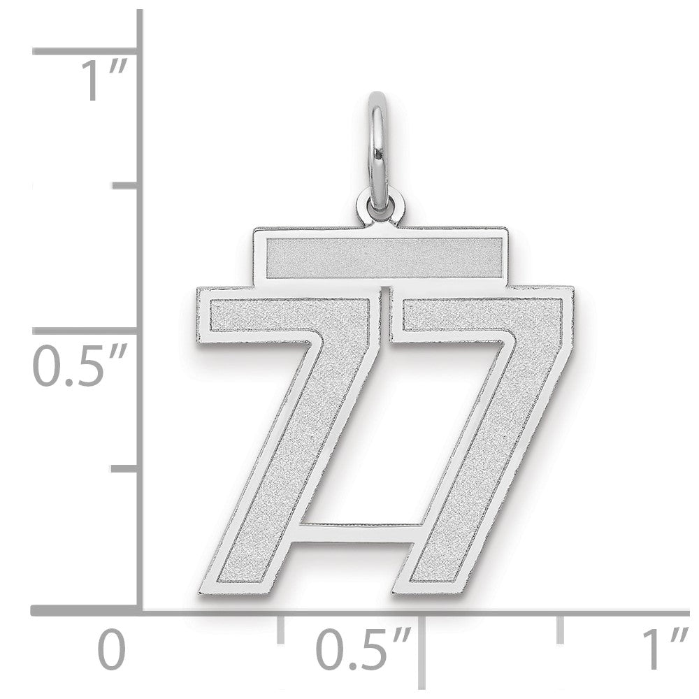 14K Weißgold Charm „Zahl 77“ mittelgroß, satiniert