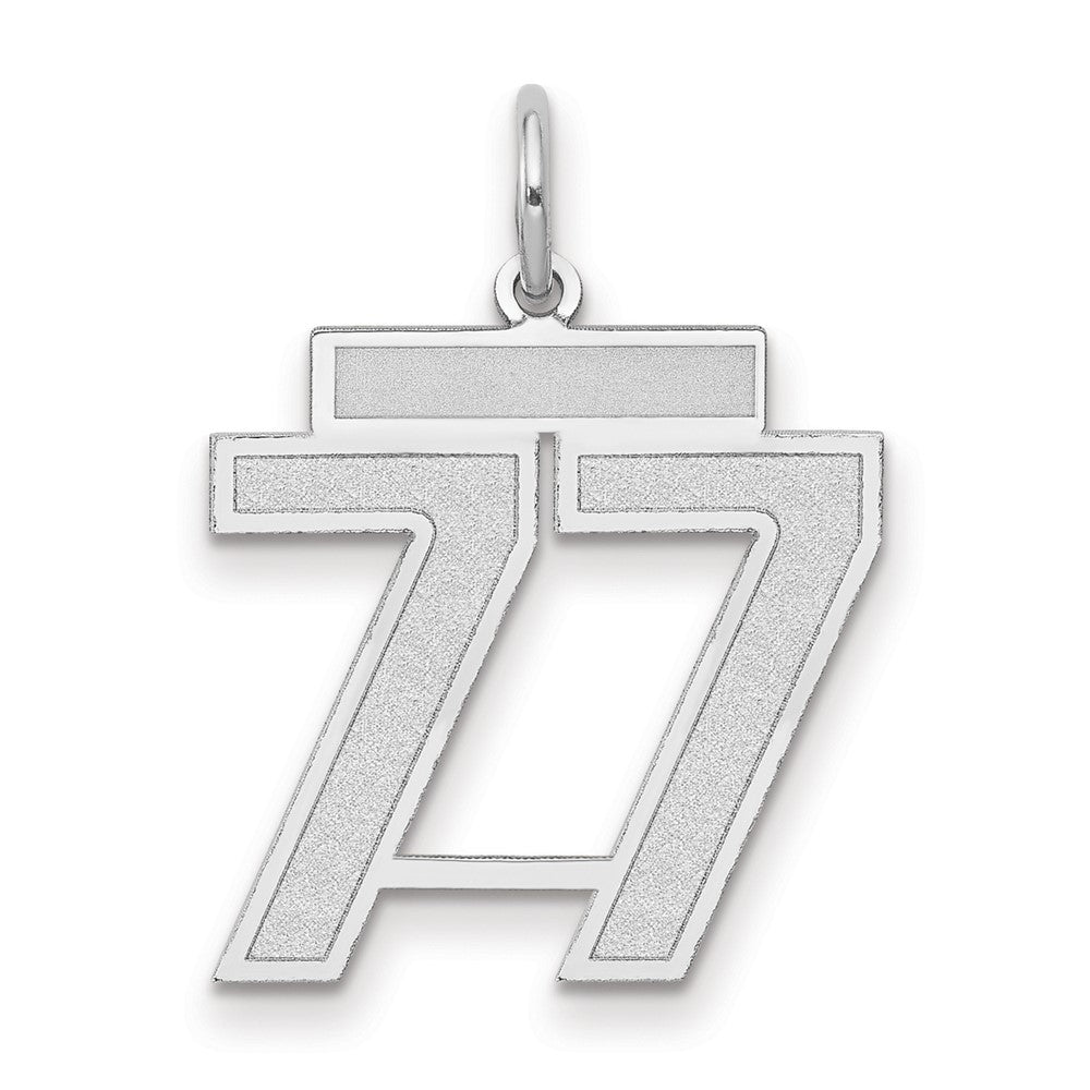14K Weißgold Charm „Zahl 77“ mittelgroß, satiniert