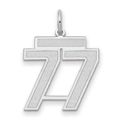 14K Weißgold Charm „Zahl 77“ mittelgroß, satiniert