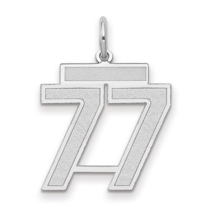 14K Weißgold Charm „Zahl 77“ mittelgroß, satiniert