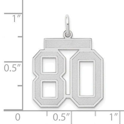 14K Weißgold Medium Satin Zahl 80 Charm