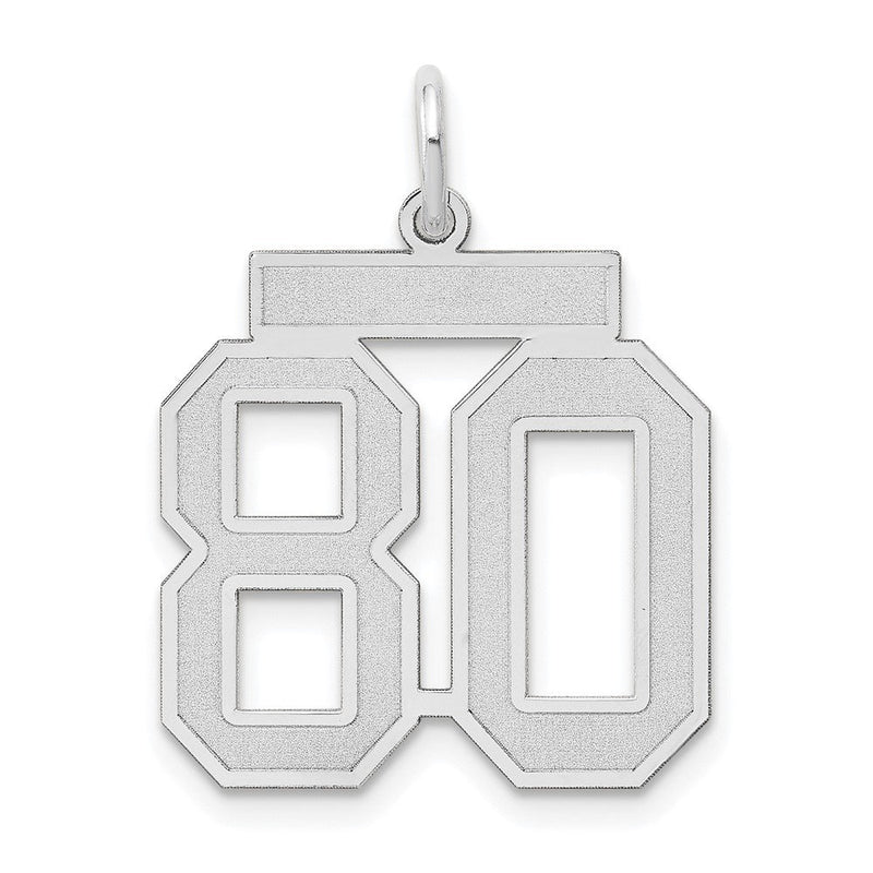 14K Weißgold Medium Satin Zahl 80 Charm