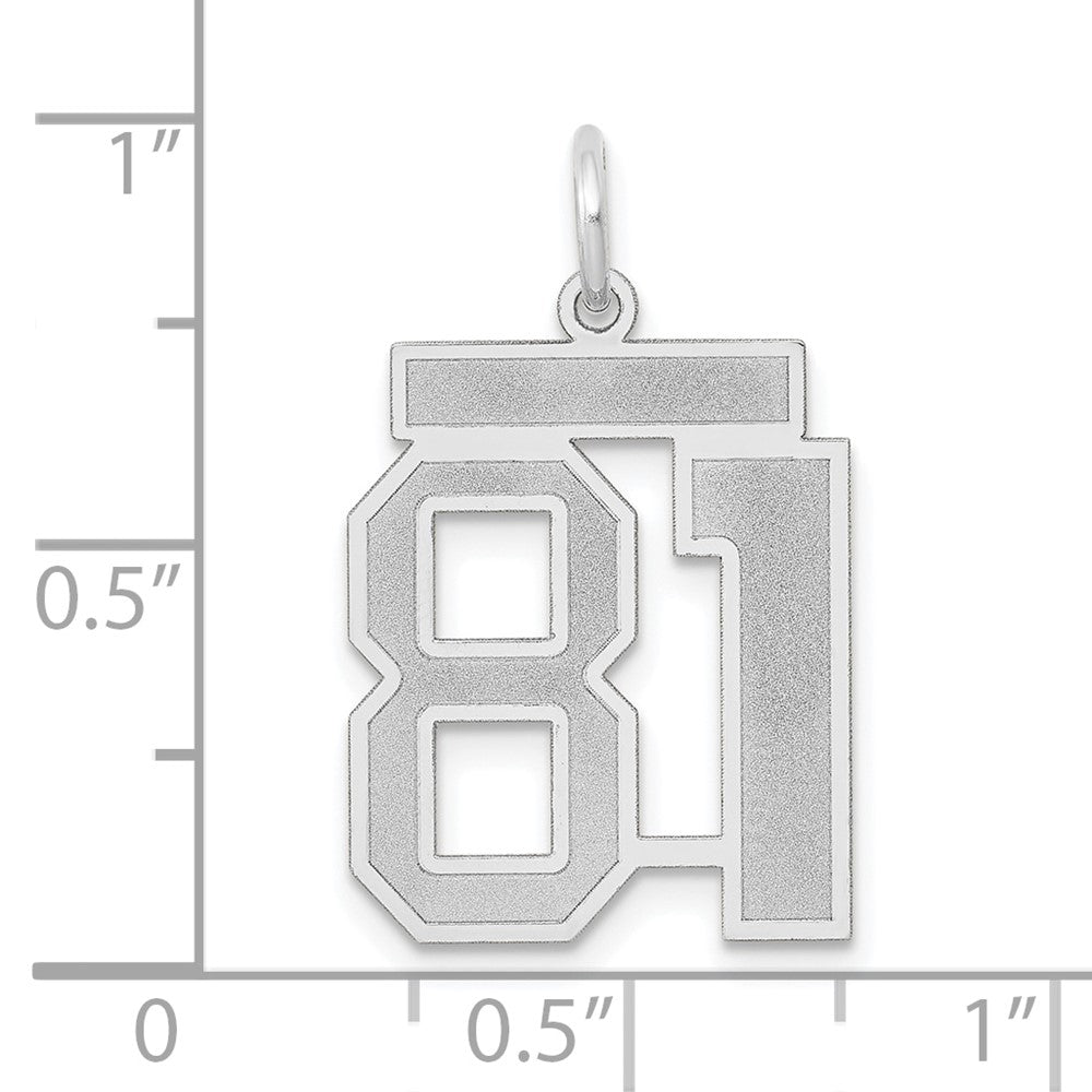 14K Weißgold Medium Satin-Charm „Zahl 81“