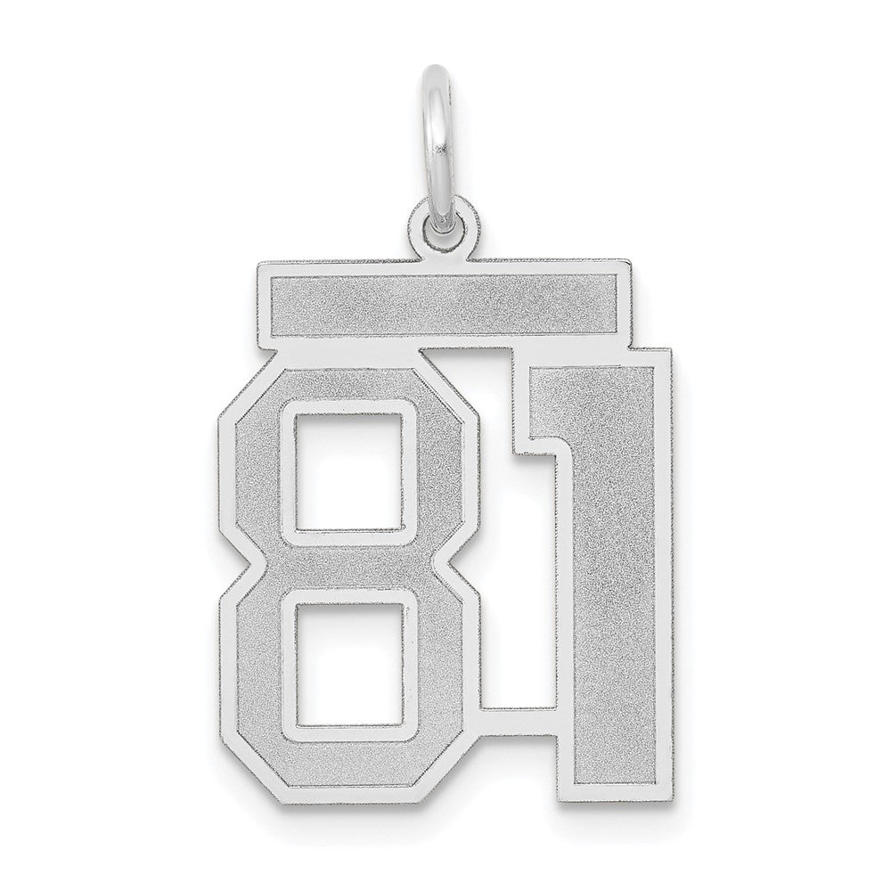 14K Weißgold Medium Satin-Charm „Zahl 81“