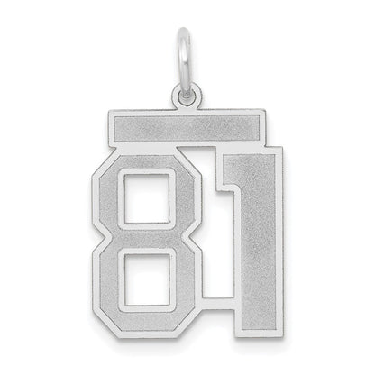 14K Weißgold Medium Satin-Charm „Zahl 81“