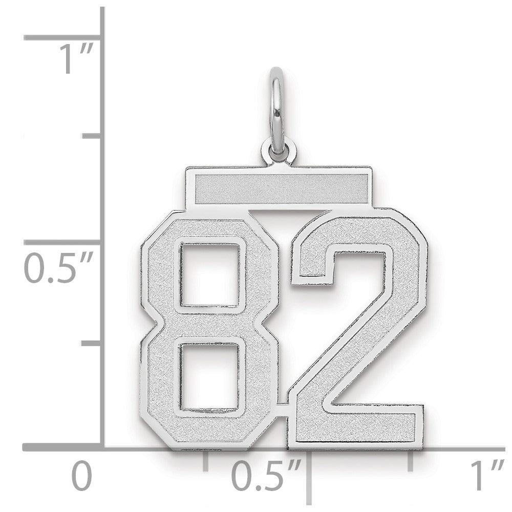 14K Weißgold Medium Satin-Charm Zahl 82