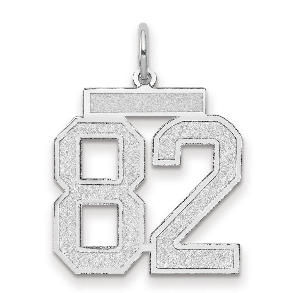 14K Weißgold Medium Satin-Charm Zahl 82