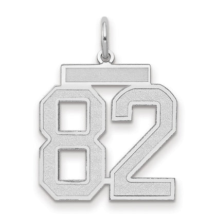14K Weißgold Medium Satin-Charm Zahl 82