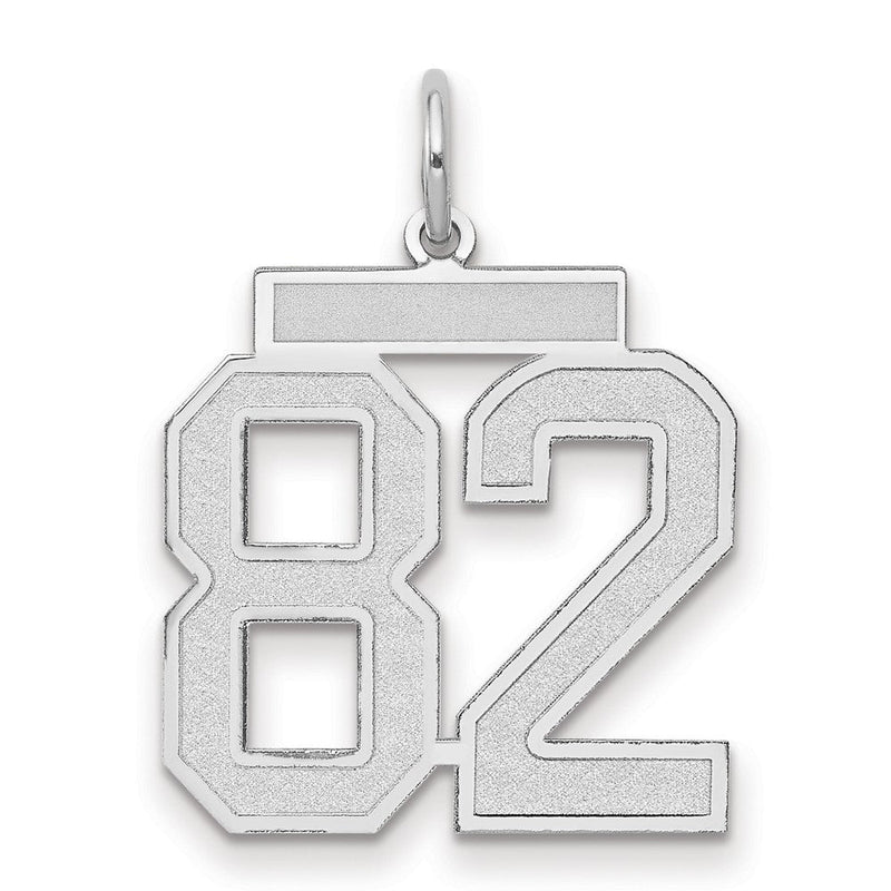 14K Weißgold Medium Satin-Charm Zahl 82