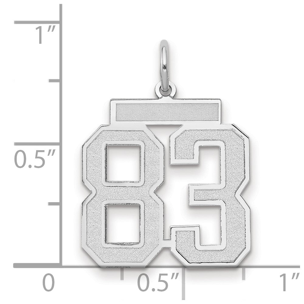 14K Weißgold Medium Satin Zahl 83 Charm