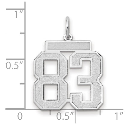 14K Weißgold Medium Satin Zahl 83 Charm