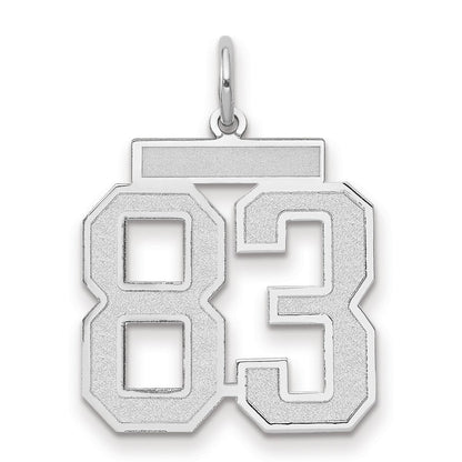 14K Weißgold Medium Satin Zahl 83 Charm