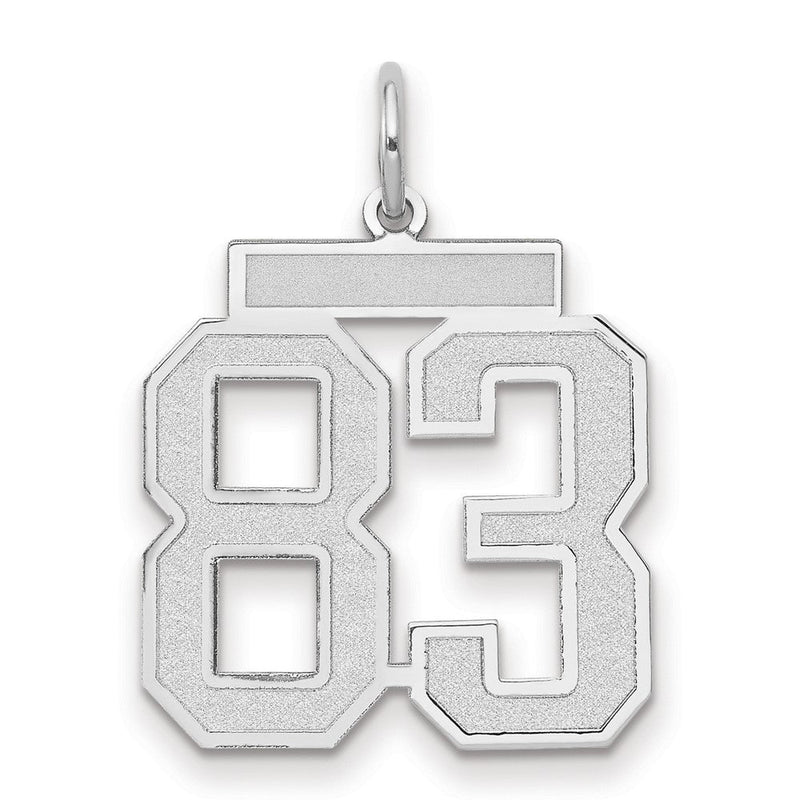 14K Weißgold Medium Satin Zahl 83 Charm