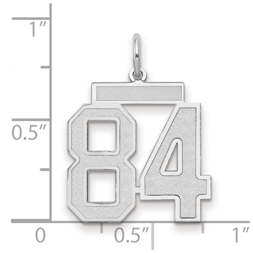 14K Weißgold Charm „Zahl 84“, mittelgroß, satiniert