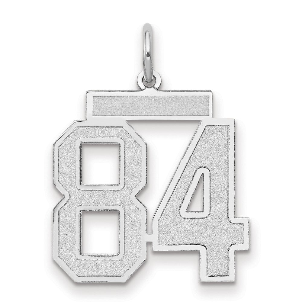 14K Weißgold Charm „Zahl 84“, mittelgroß, satiniert