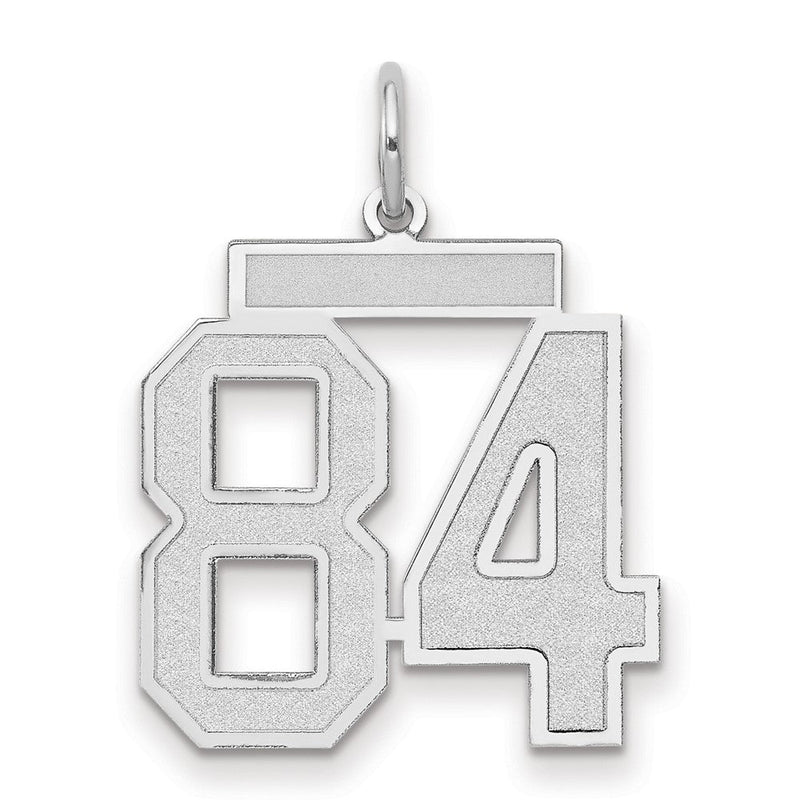 14K Weißgold Charm „Zahl 84“, mittelgroß, satiniert
