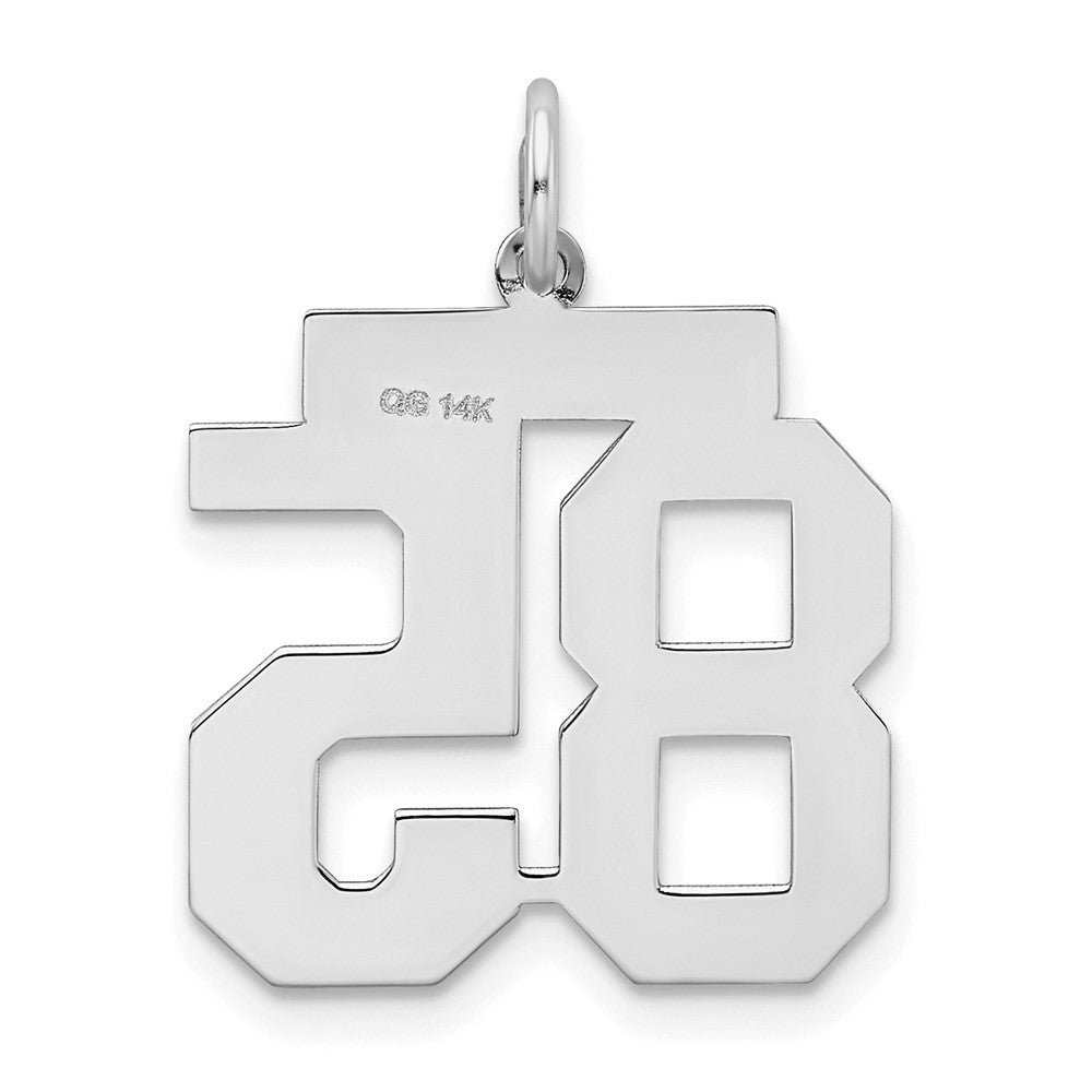 14K Weißgold Charm „Zahl 85“, mittelgroß, satiniert
