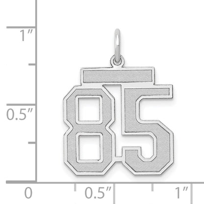 14K Weißgold Charm „Zahl 85“, mittelgroß, satiniert